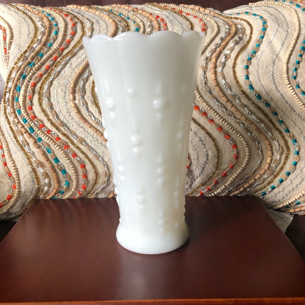Vintage Teardrop Milk Glass Vase